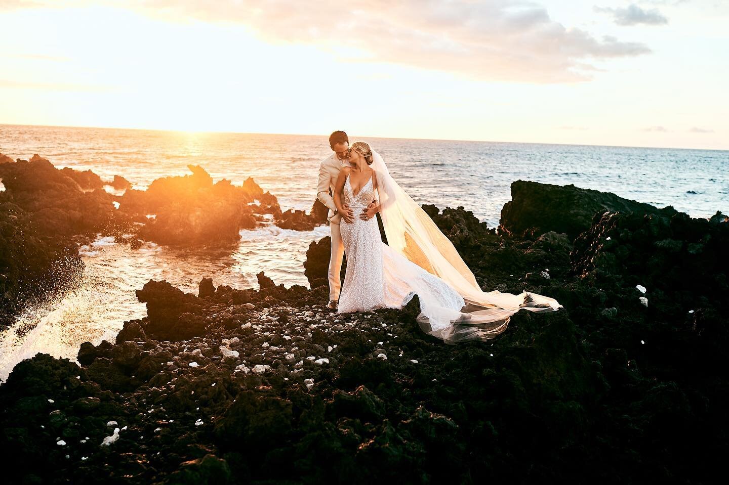 There&rsquo;s something about the sunsets in Hawaii, and something even better about these two! Still thinking about the magic of their wedding day!