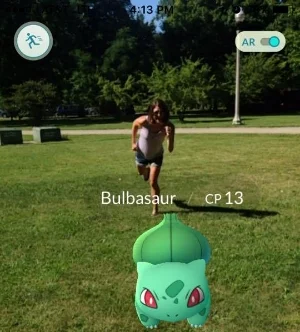 Here I am chasing down a Bulbasaur during our Pokewalk.  I had fun!  I also learned that Dean really wanted a Bulbasaur.
