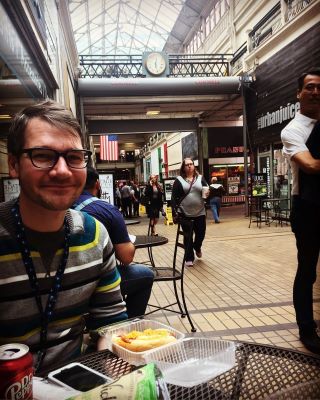 Dean during a lunch break in the Arcade. I stopped by to say hi.