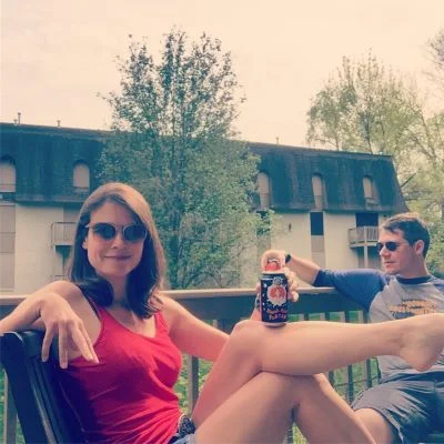 Celebrating being Tennessee Drivers License holders on our balcony.