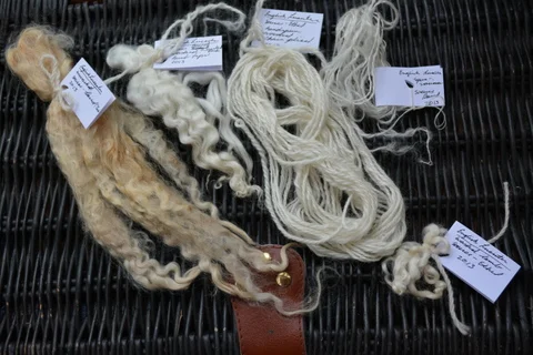 English Leicester fleece in various stages of process