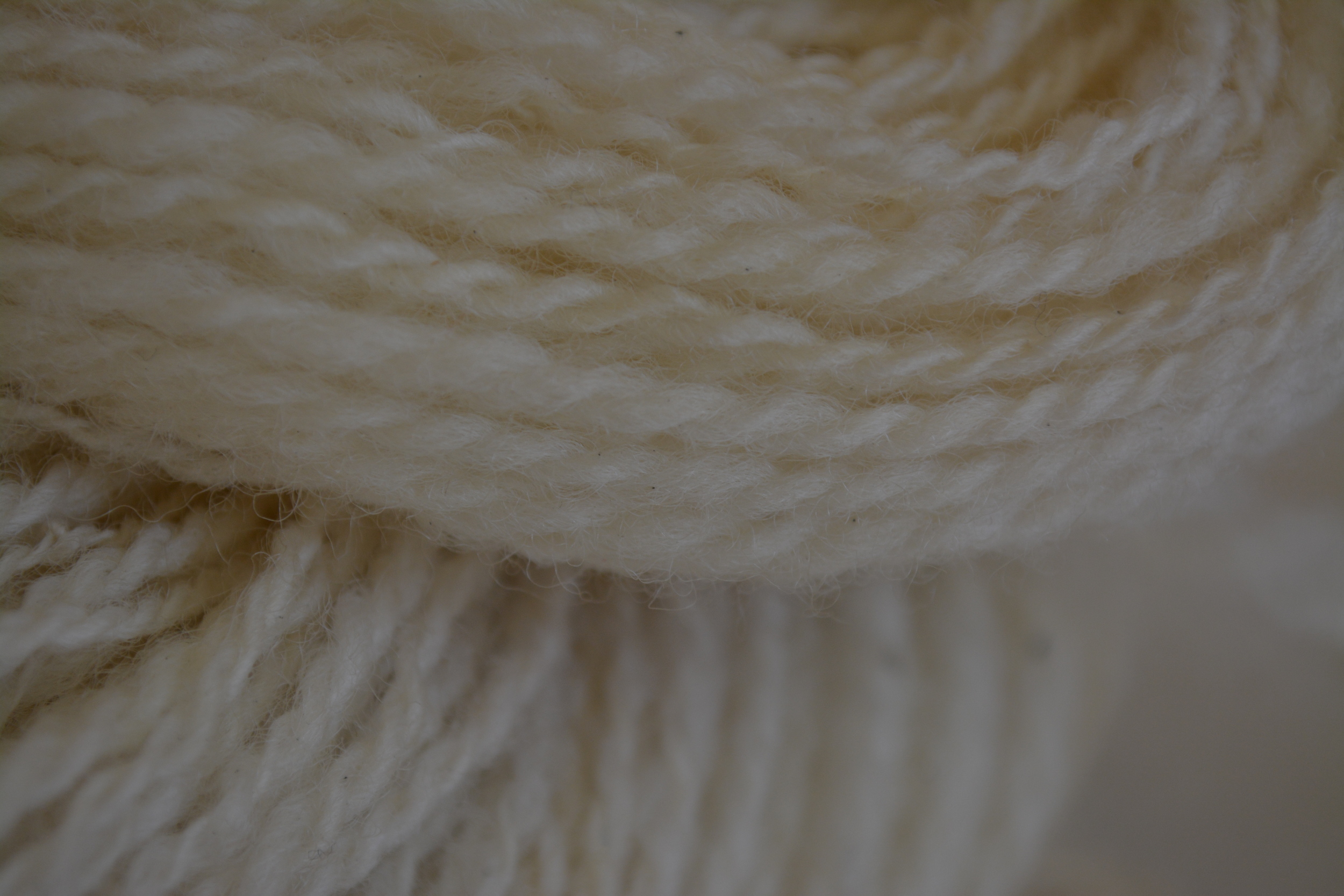 Long draw, handspun Cheviot yarn.