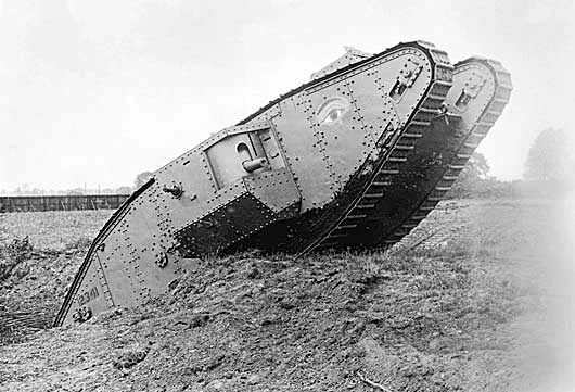 An early tank, a new weapon of the Great War
