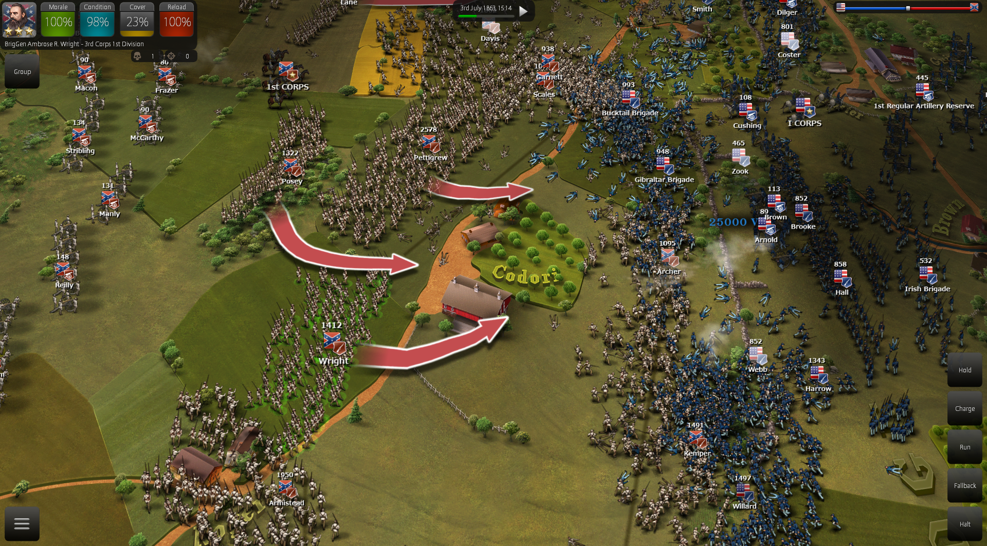 Melee looks now more chaotic and causes increased, more realistic damage. This gives to the CSA a proper impact when they charge but also Union can now defend more efficiently and have more chances for a successful counter-attack.