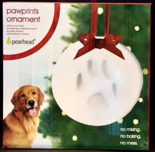 Create an ornament with a lasting impression of your pet's pawprint for your tree this year! No mixing, baking or mess.