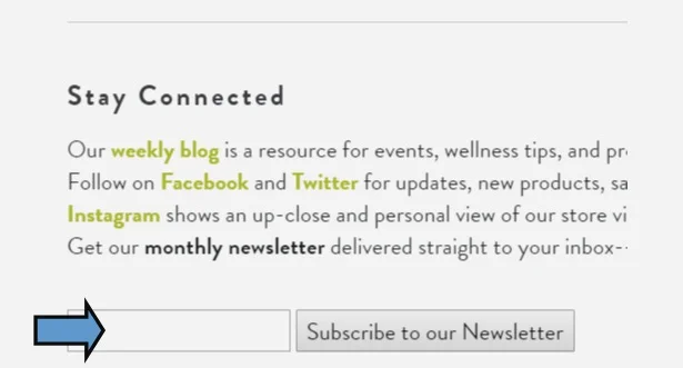 This is a screenshot of our Stay Connected section on our website home page .