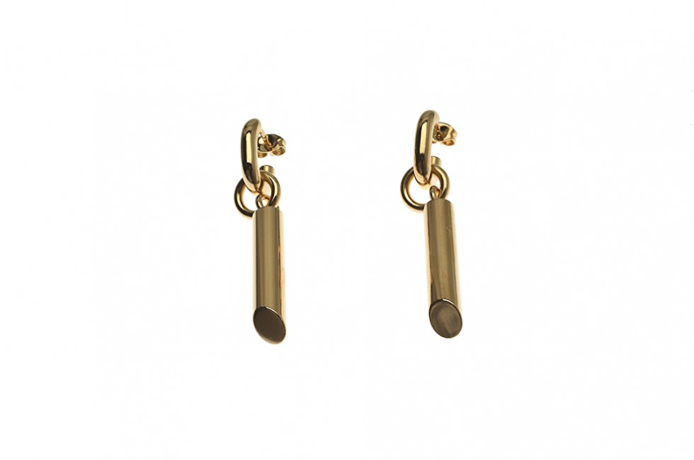 DROP EARRINGS TUBE CUT GOLD