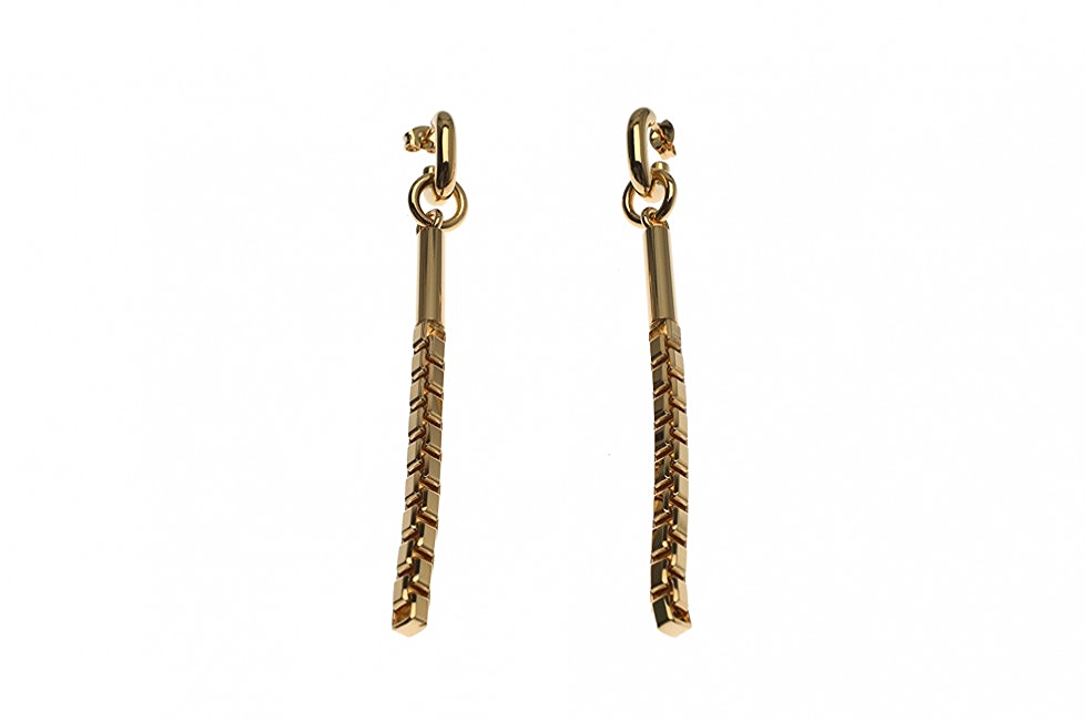 DROP EARRINGS TUBE AND CHAIN GOLD