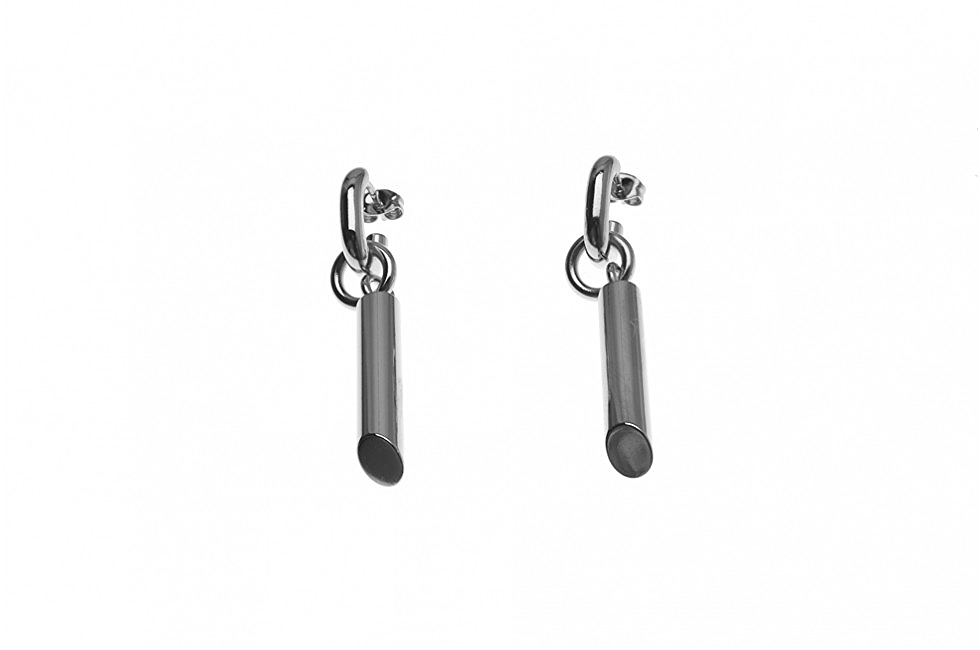 DROP EARRINGS TUBE CUT SILVER