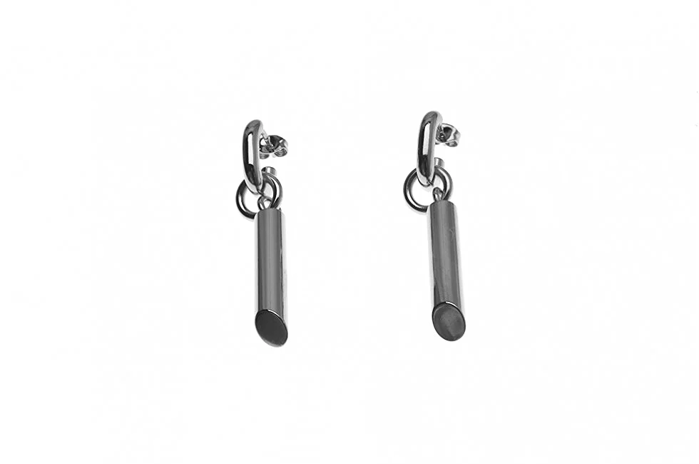 DROP EARRINGS TUBE CUT SILVER