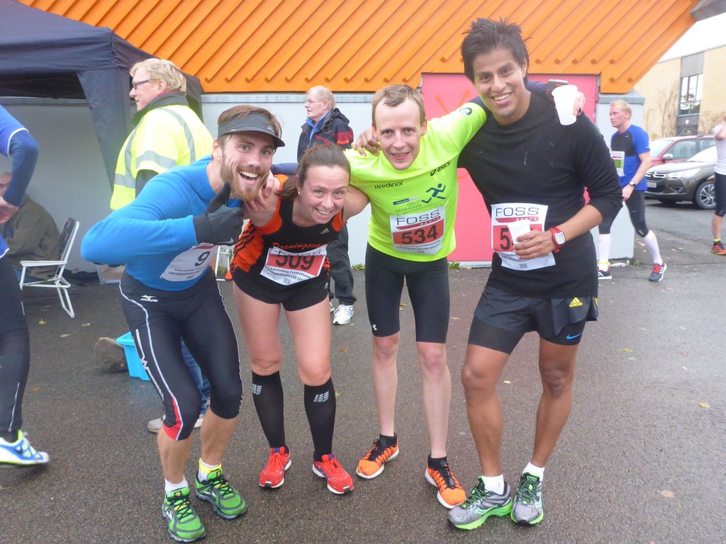 Slitne folk etter 21.1 k. Torbjørn, Siri, Kristoffer og Fredrik.