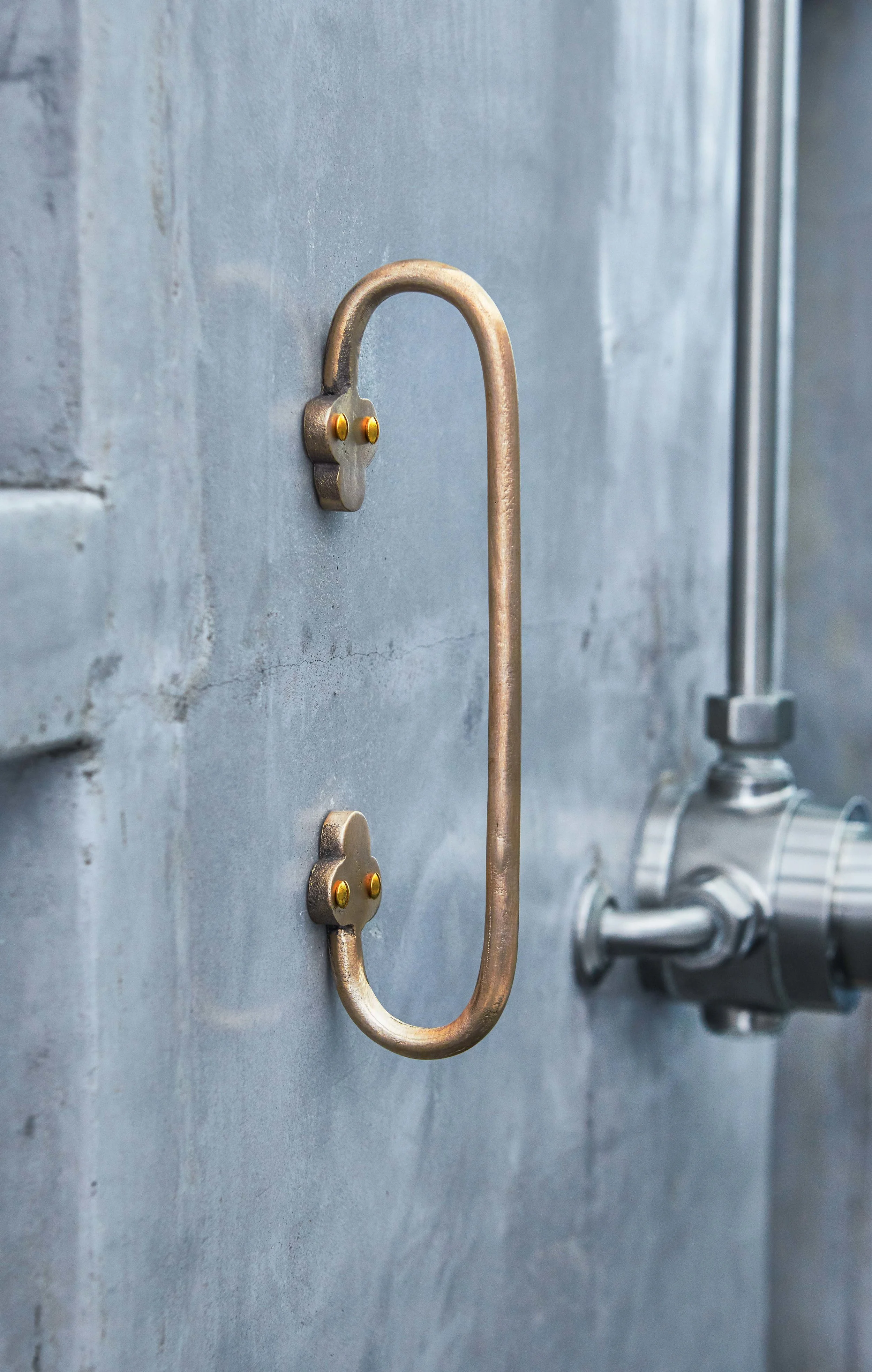 Metal shower handrail