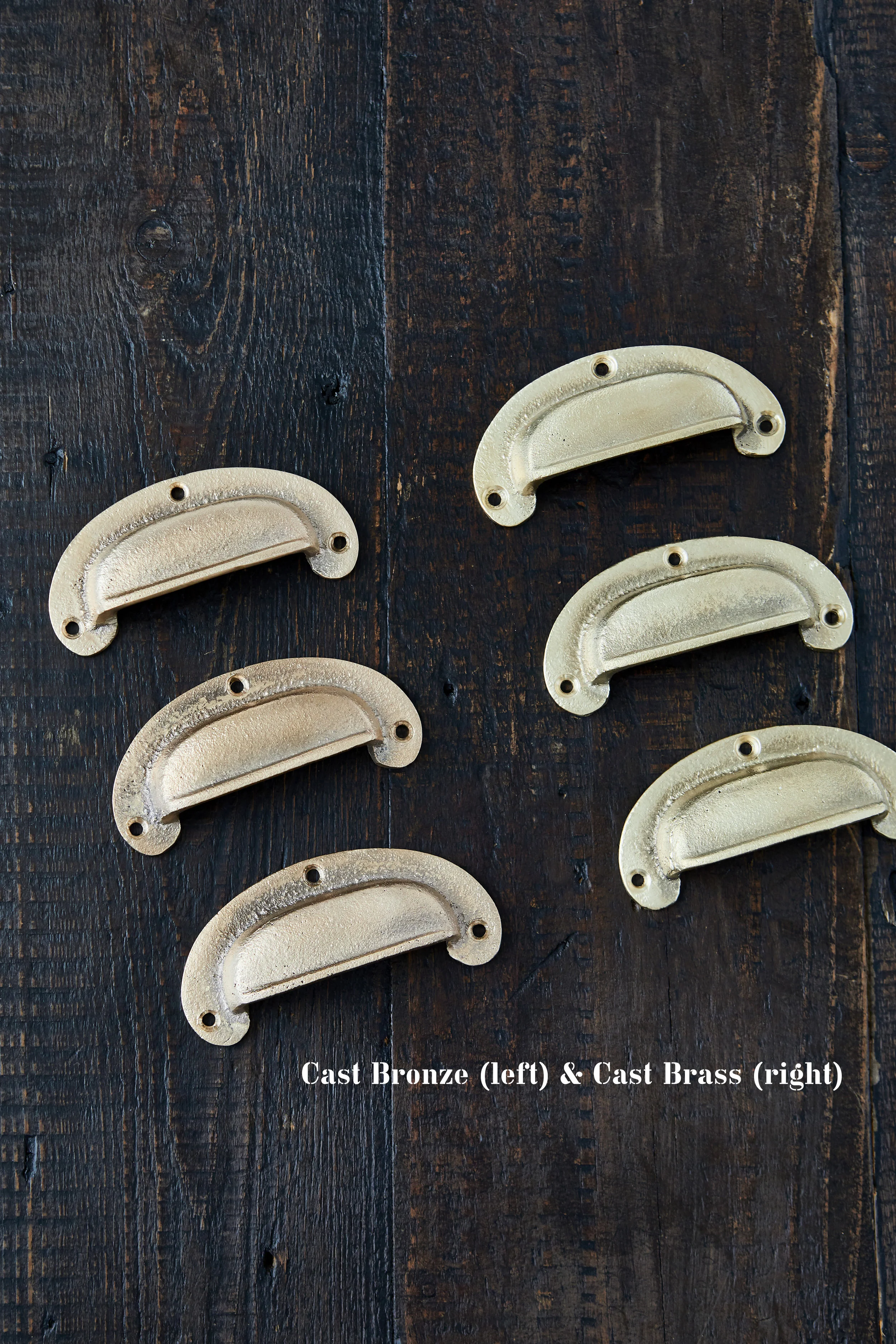 Metal kitchen handles, brass and bronze
