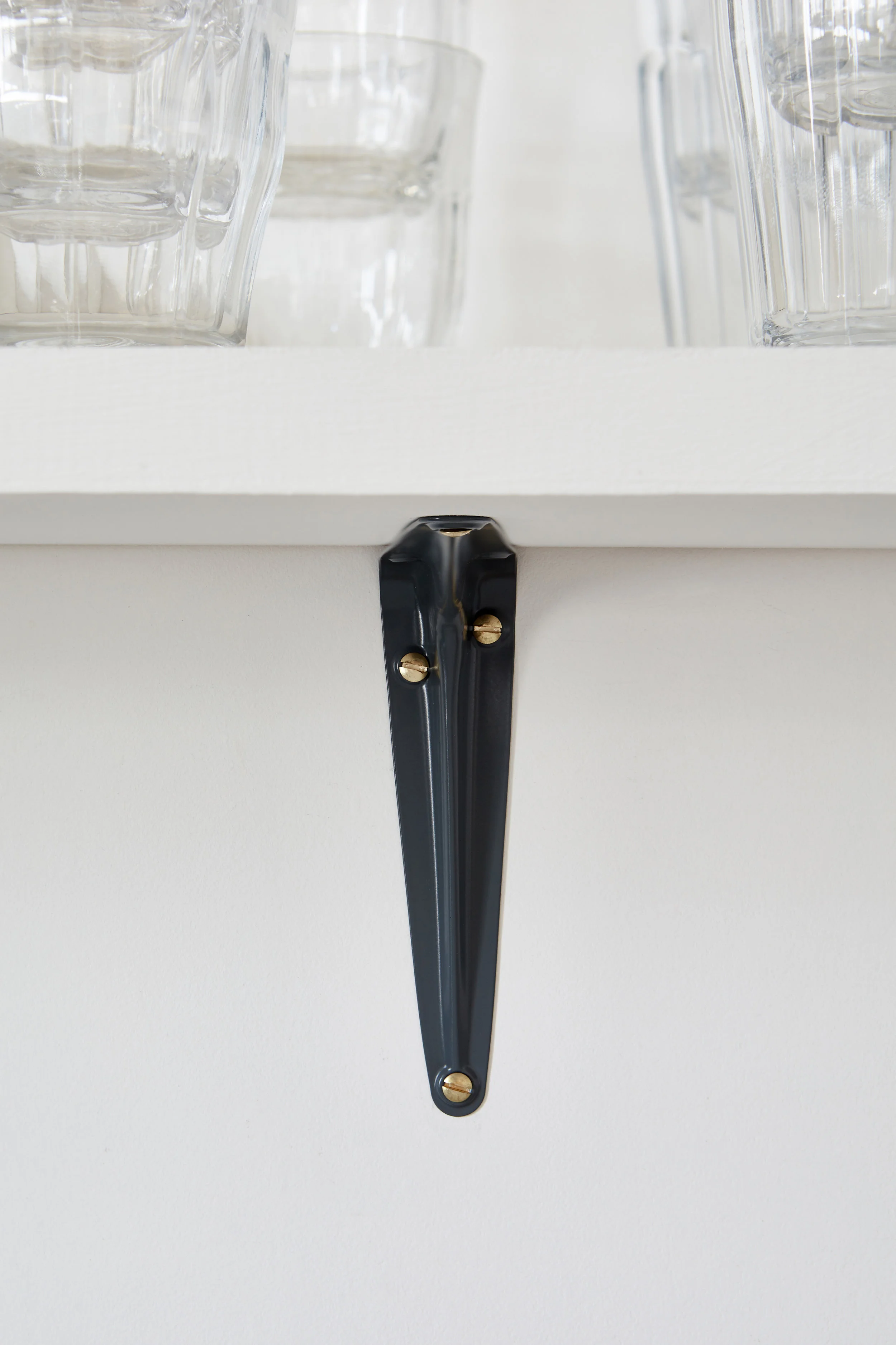 Grey metal shelf bracket