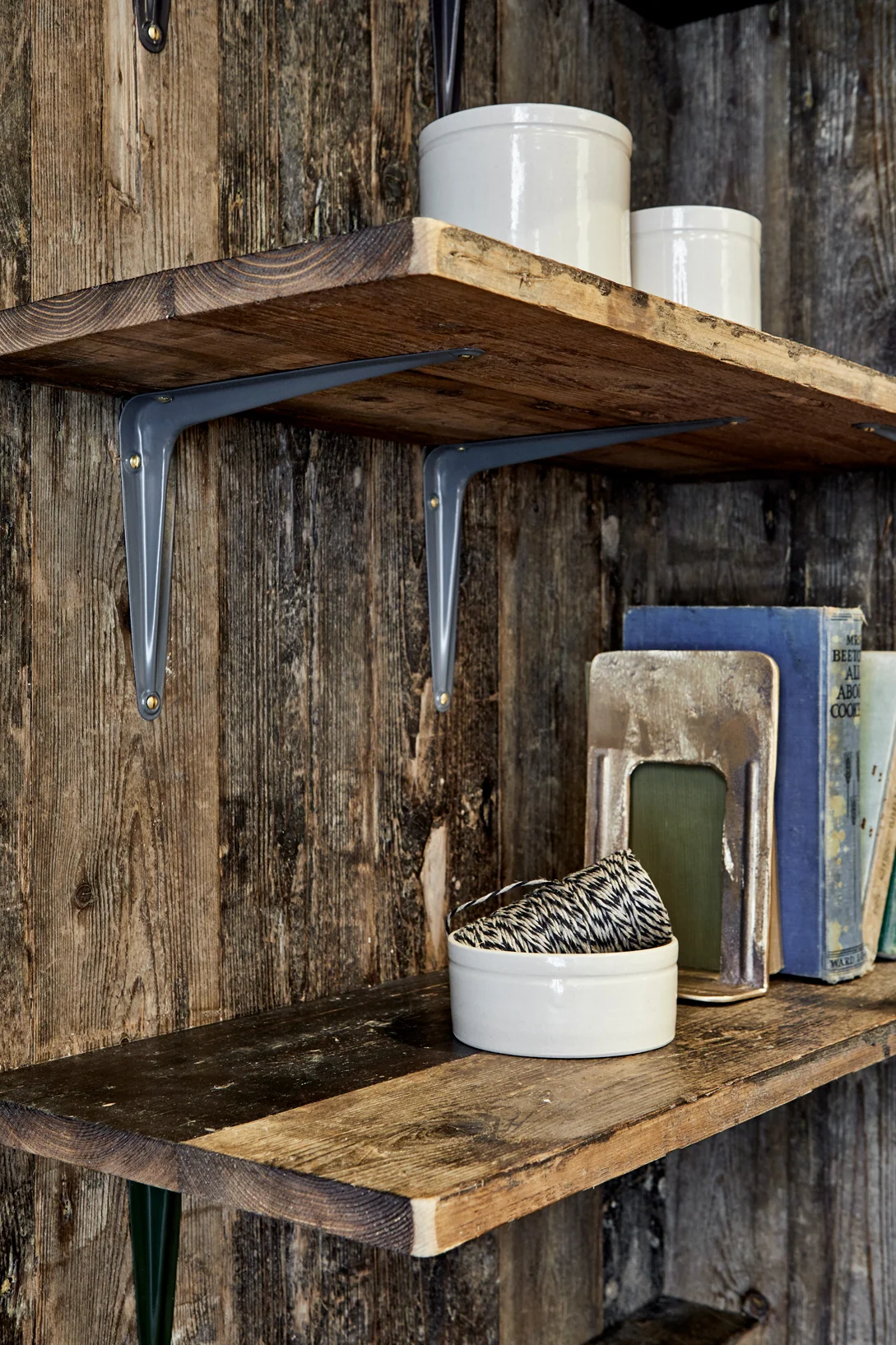 Grey metal shelf bracket