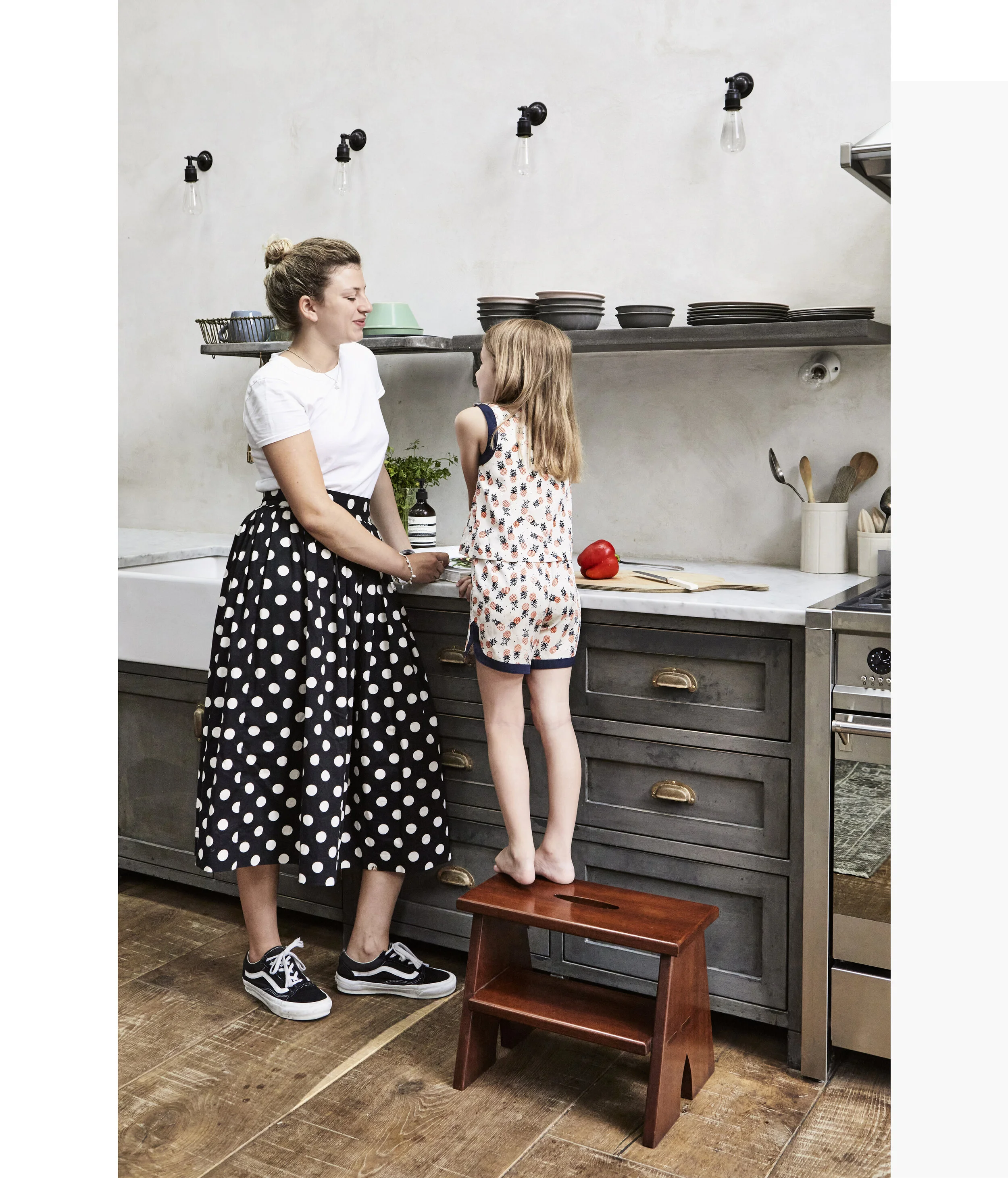 Handmade 2-step for kitchen access