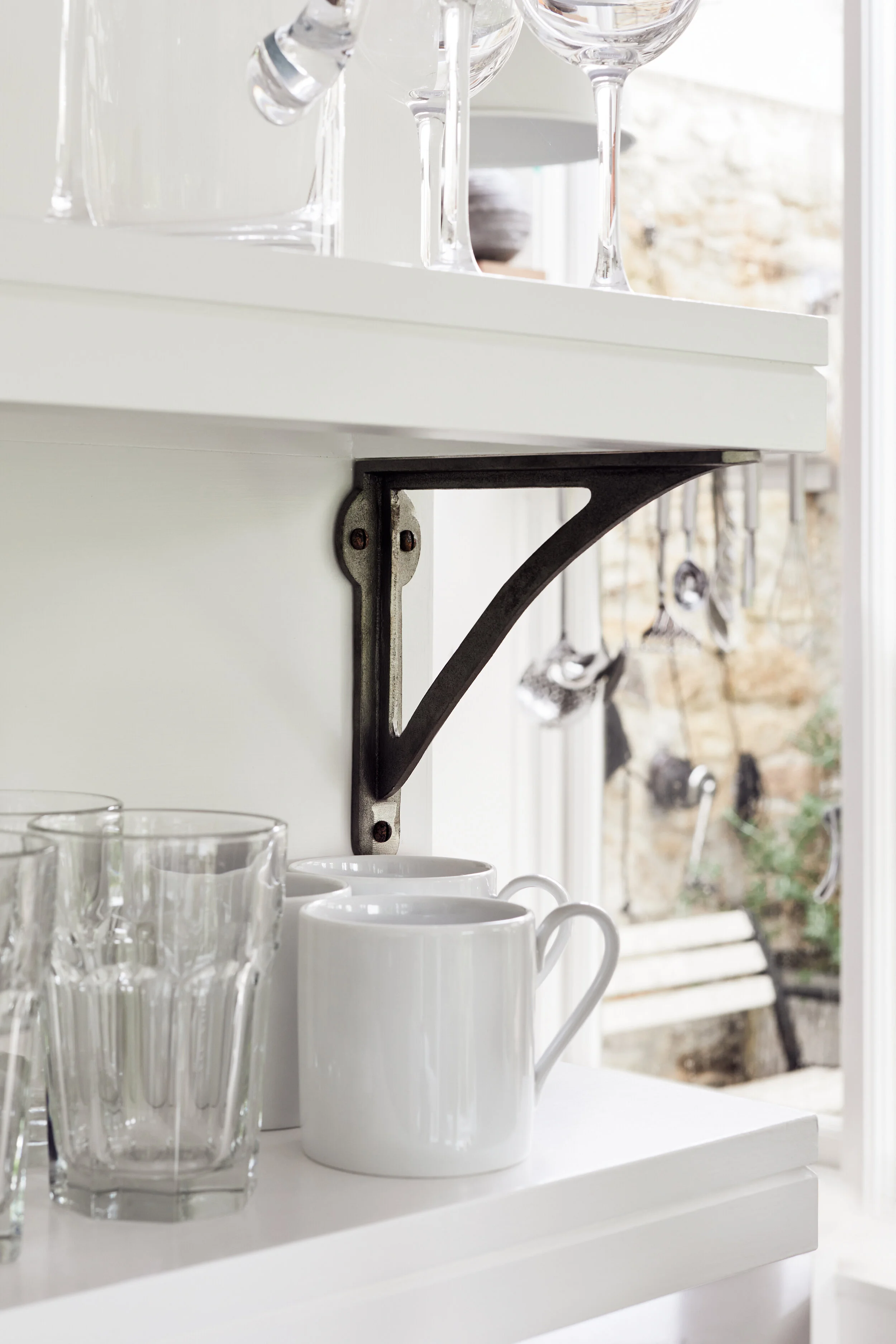 Cast iron shelf bracket in kitchen