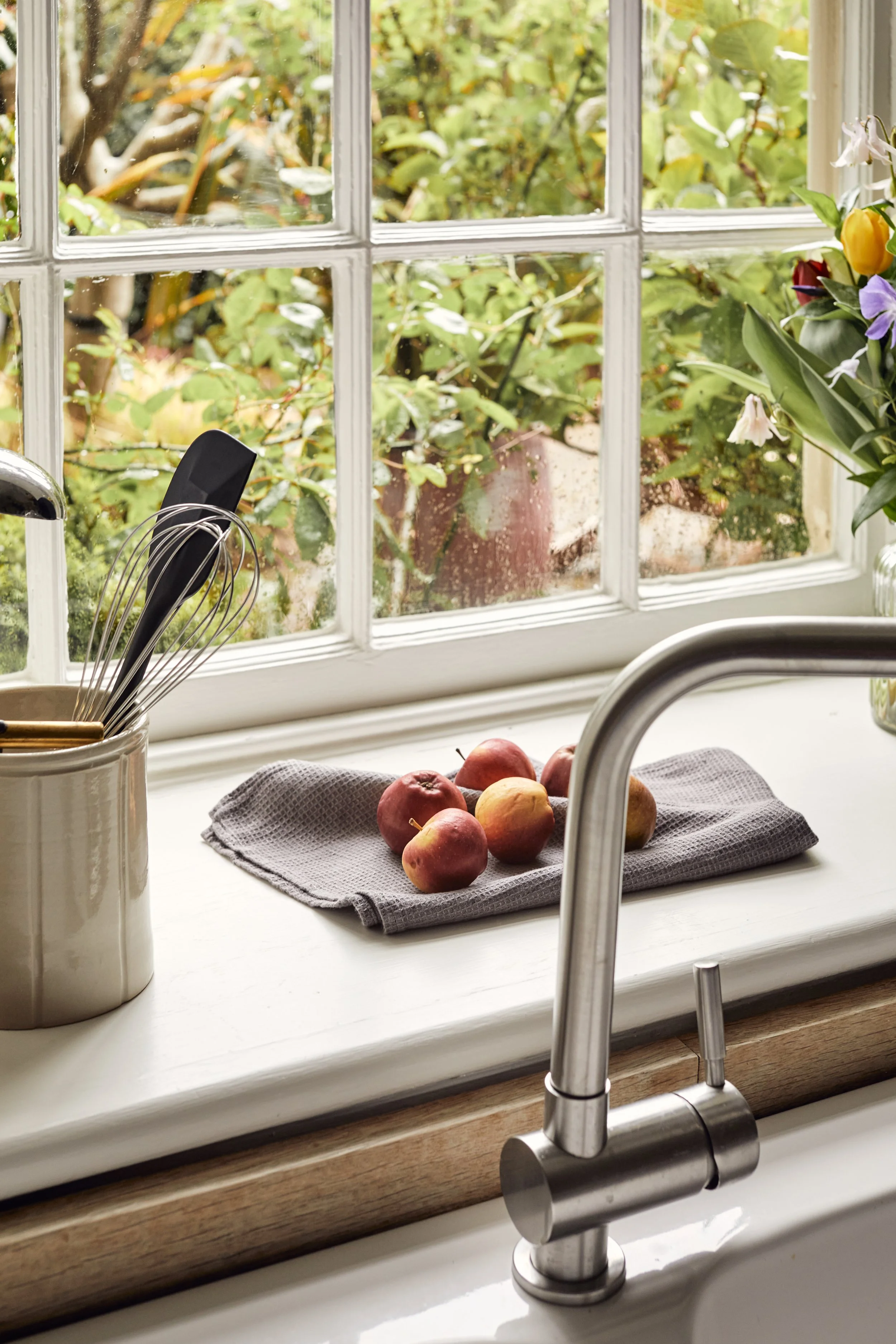grey linen kitchen hand towel