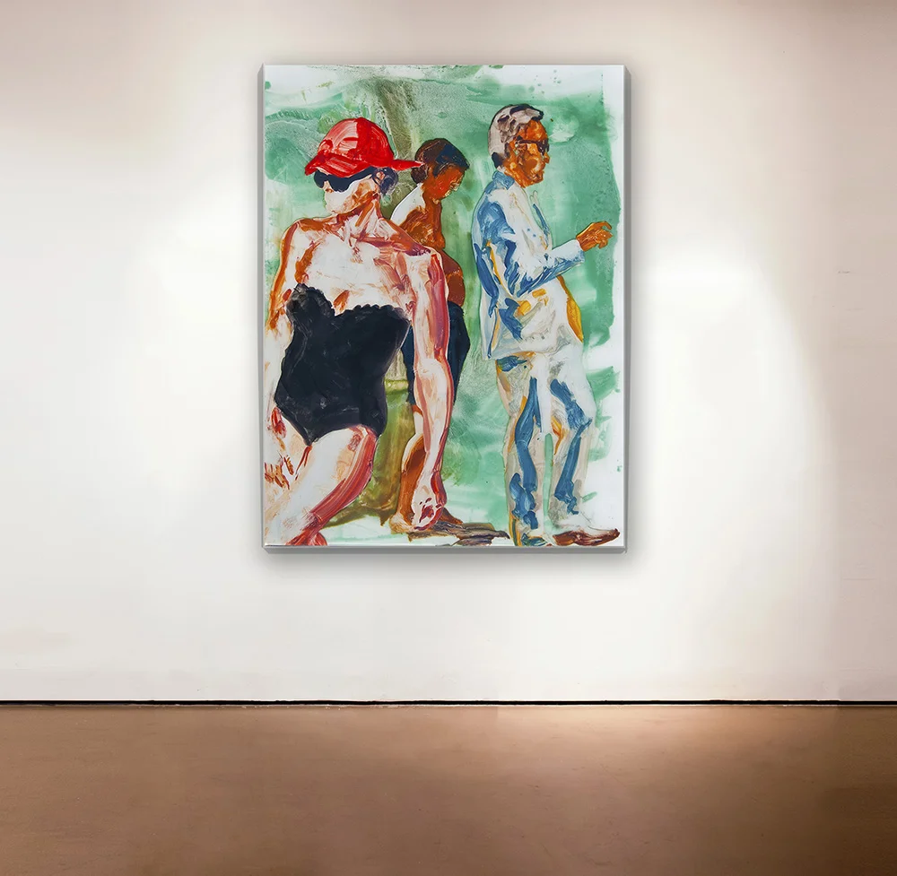 Untitled , 2013 Medium: Unique mixed-media composition: hand-painting with digital pigment prints on acetate in poured resin Dimensions: 40 x 30 inches Pencil signed, verso