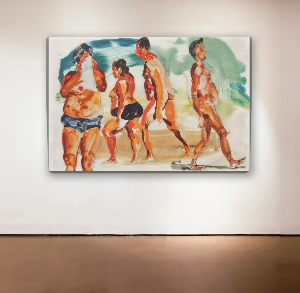 Untitled , 2013 Medium: Unique mixed-media composition: hand-painting with digital pigment prints on acetate in poured resin Dimensions: 40 x 60 inches Pencil signed, verso