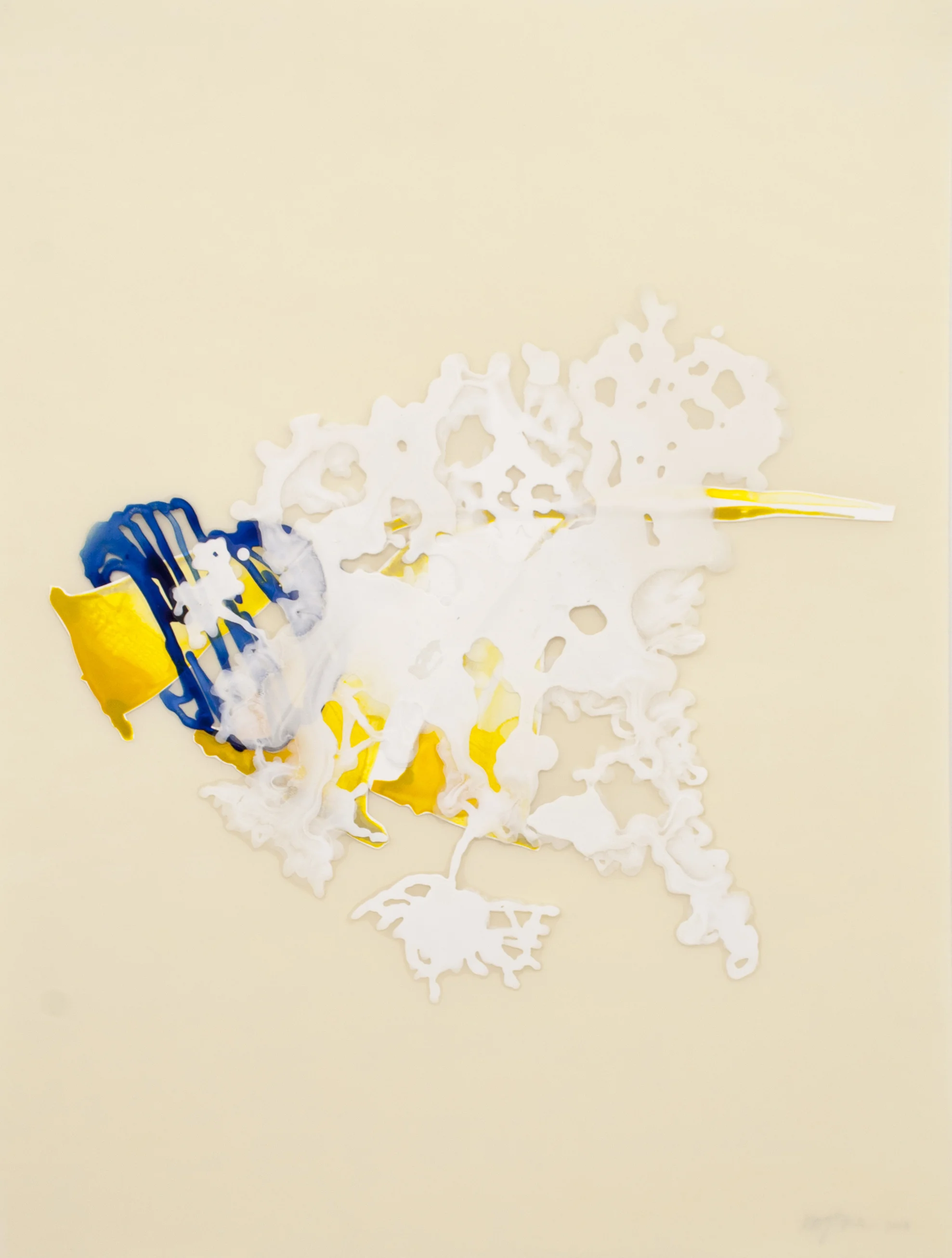 Trumpet (Other World) acrylic on Duralar, poly paper and tracing paper 24 x 18 inches 2013