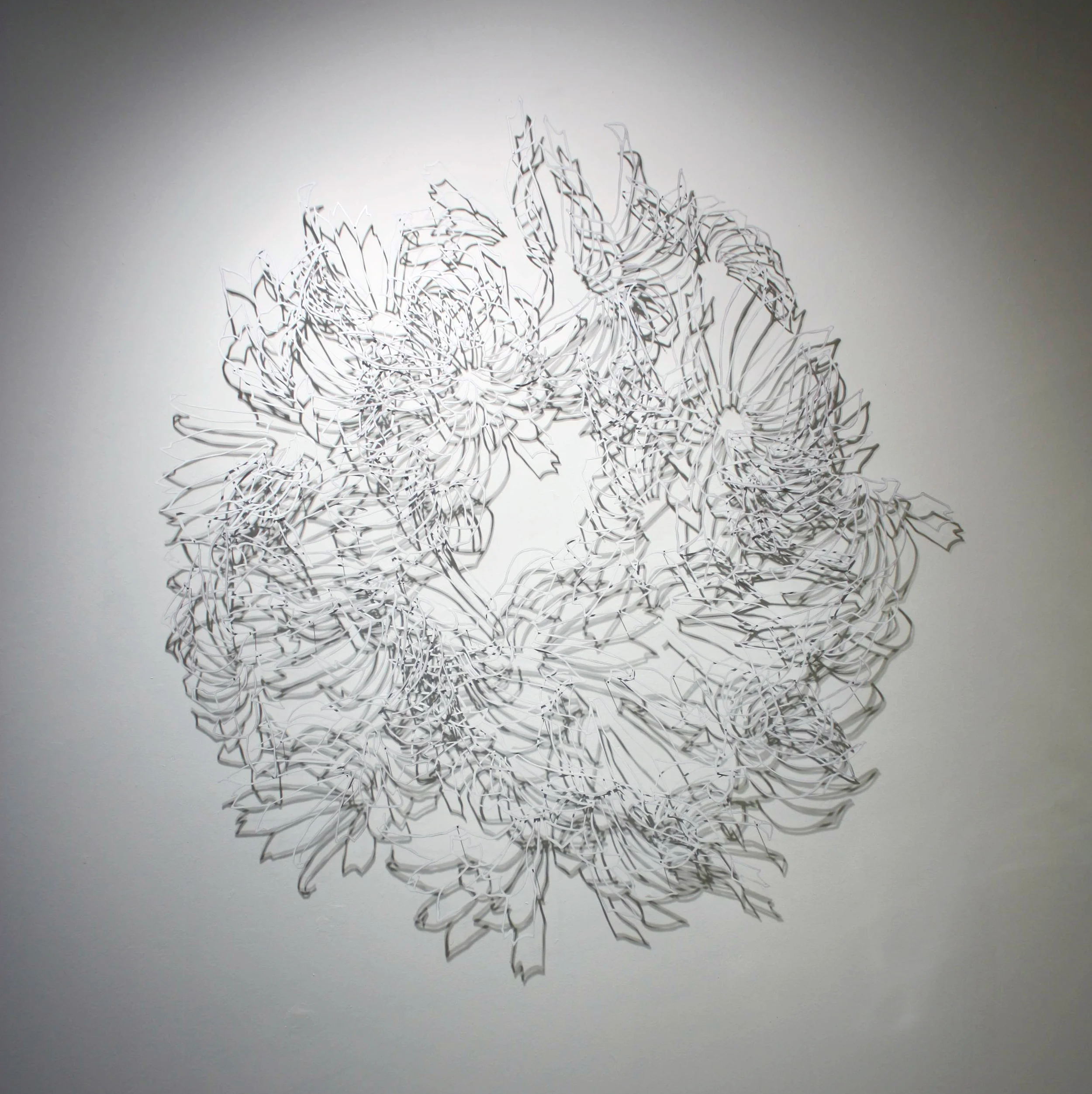 Boom Bloom (Mandala) acrylic on aluminum, pins, shadows 45 x 45 x 2 inches 2010