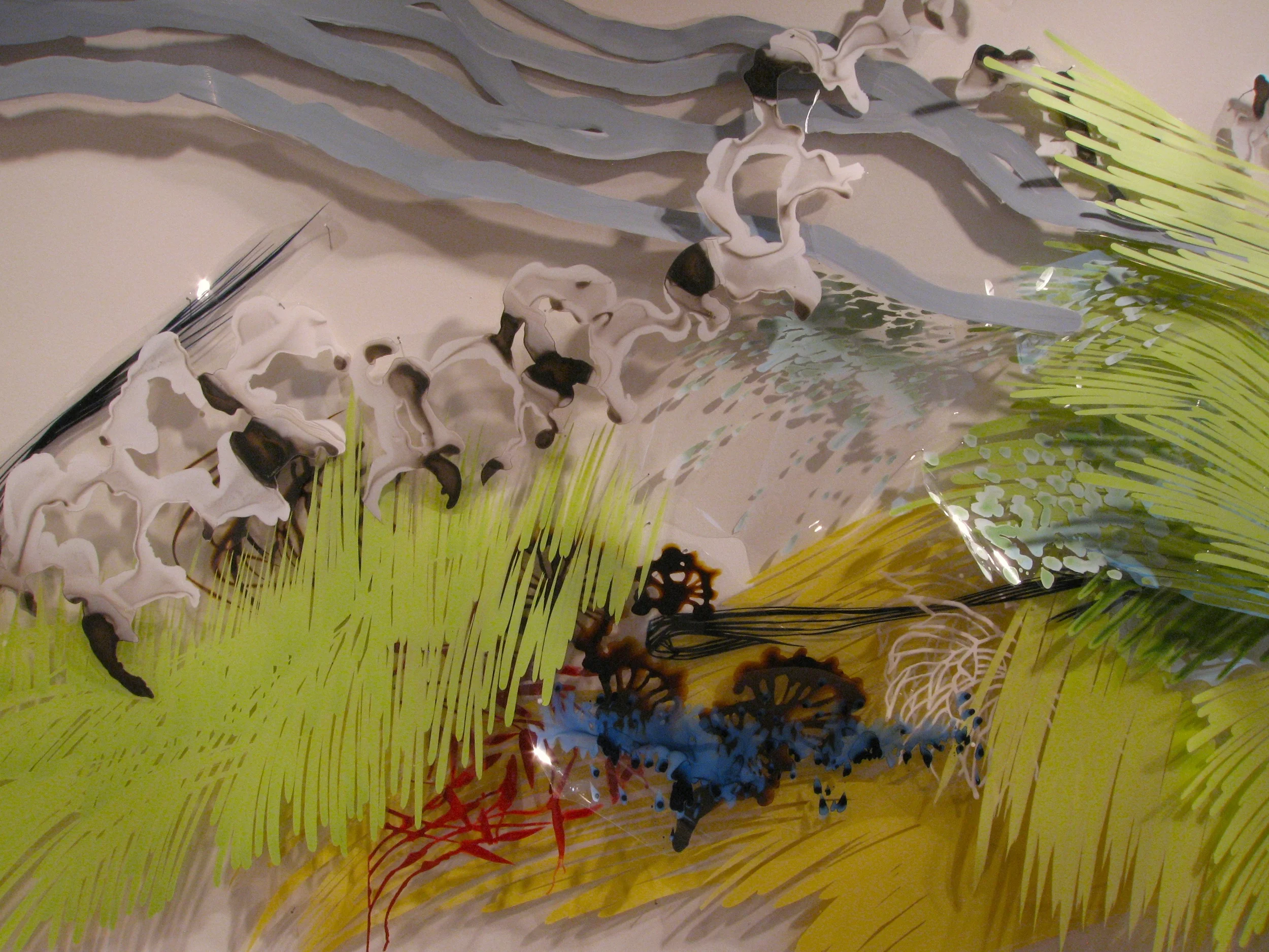 A Season Swirling (unfurling) acrylic on Duralar, pins, shadows, sound 14 x 48 x 22 feet (dimensions variable) 2008 Missoula Art Museum