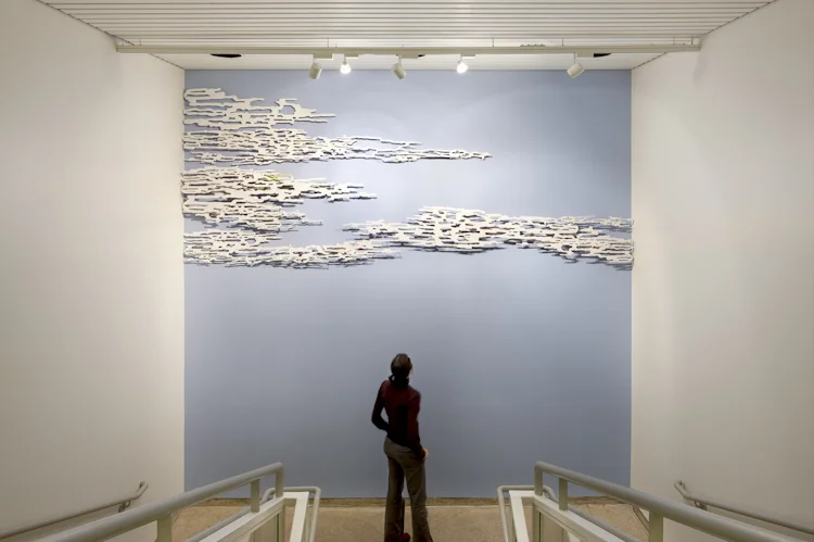 willowcloudwavescape A single set of gestures creates three distinctly different landscapes, a subtle allusion to the idea of transformation. Each composition a vista, imagining a world beyond the confines of the walls. King County Correctional Facility, Seattle, WA 24 x 20 feet x 6 inches, 14 x 13 feet x 3 inches, 14 x 20 feet x 3 inches acrylic on aluminum, painted wall, light and shadow 2009