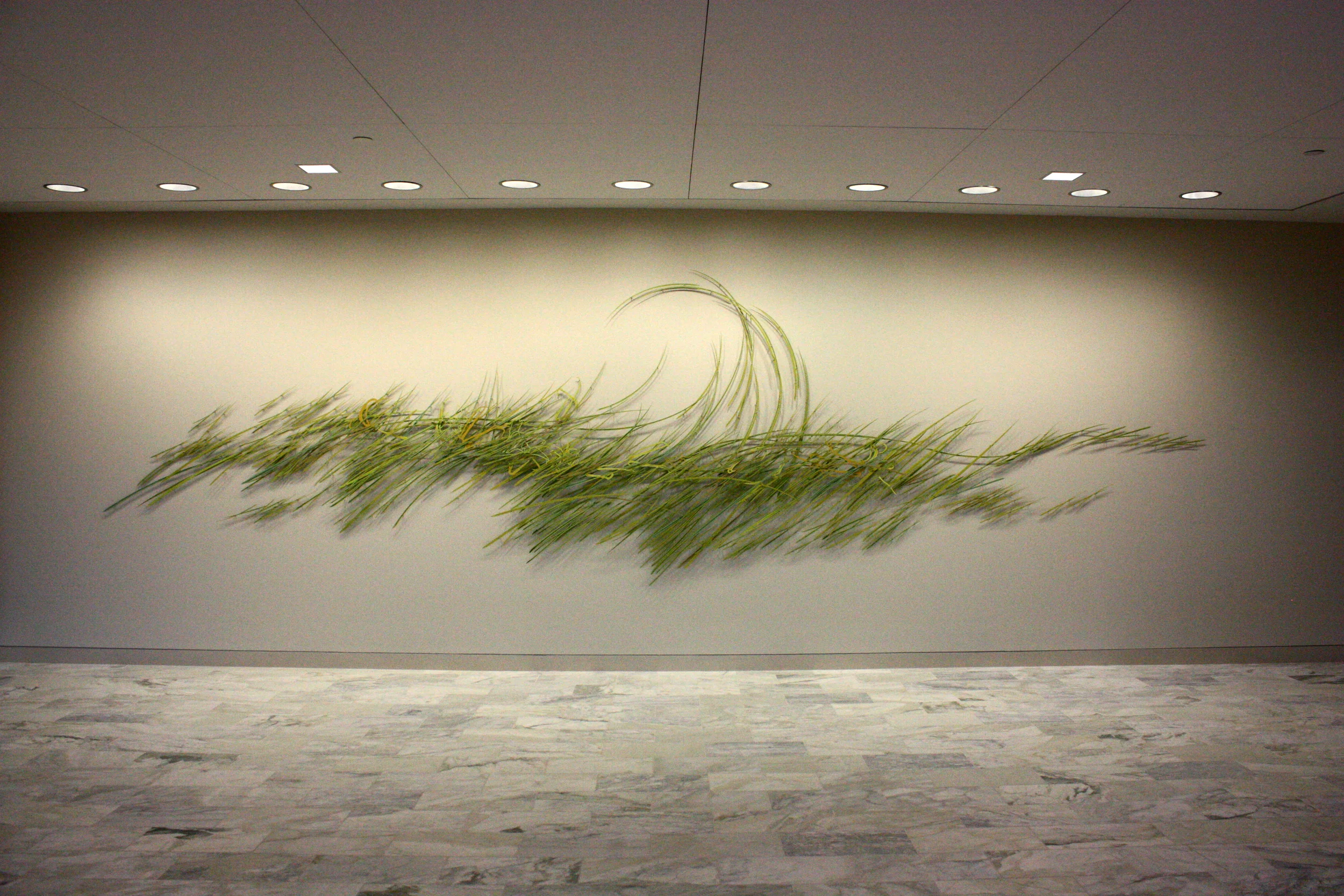 Gras swave (unraveling) Vinson & Elkins, Dallas, TX acrylic on aluminum 25 x 7 feet x 3 inches 2010