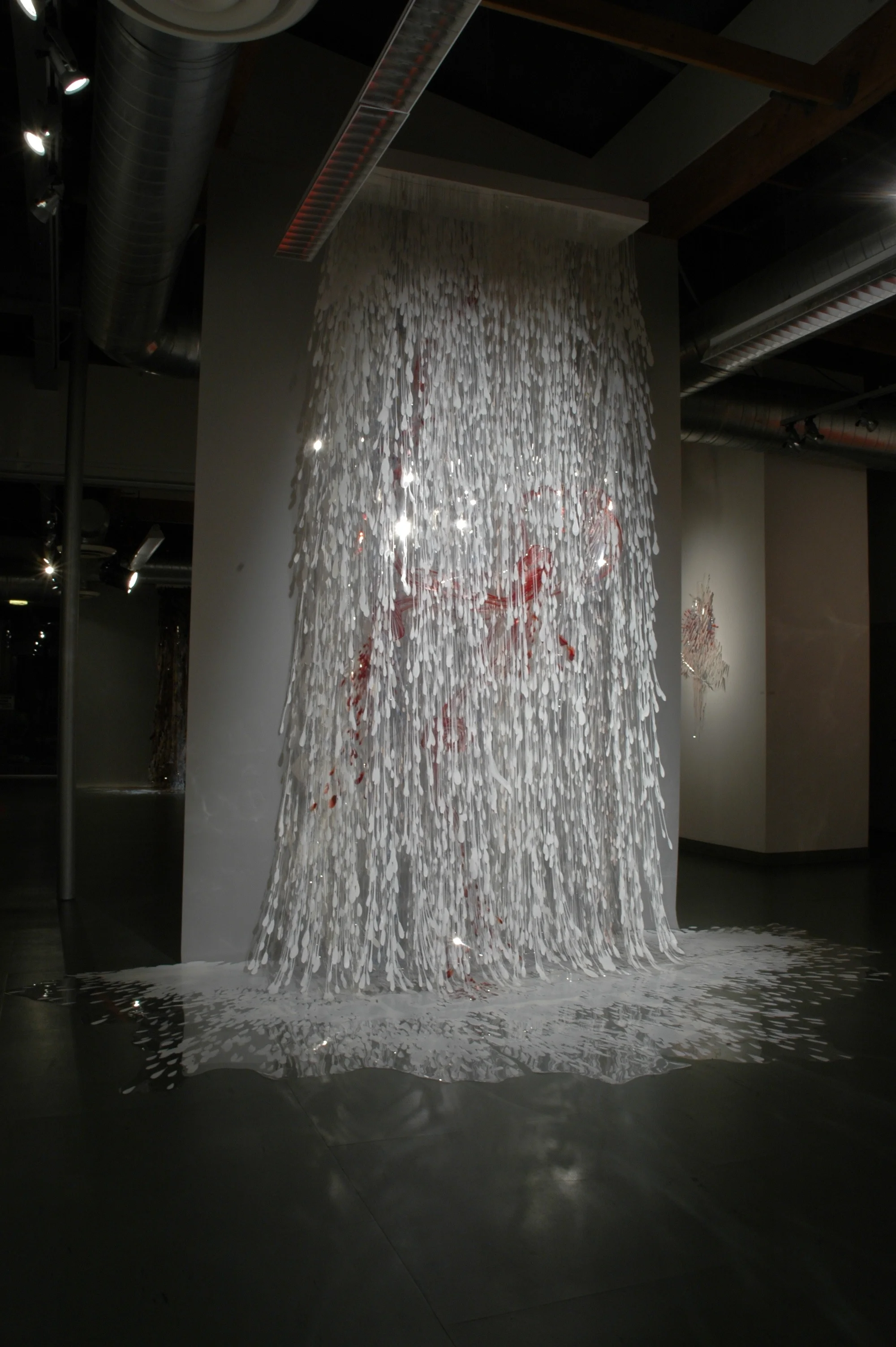Vital Fluid acrylic on Duralar, pins, shadows dimensions variable 2006 Manhattan Beach Art Center Manhattan Beach, CA