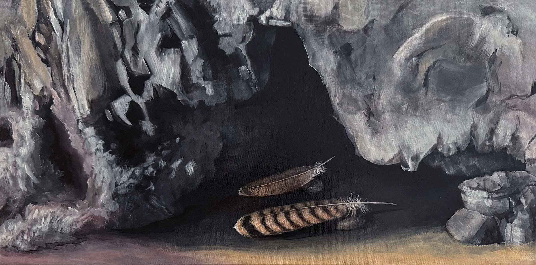 PAISLEY CAVE V, RED TAILED HAWK_Acrylic on Canvas_12_ x 24_ (2025).jpg