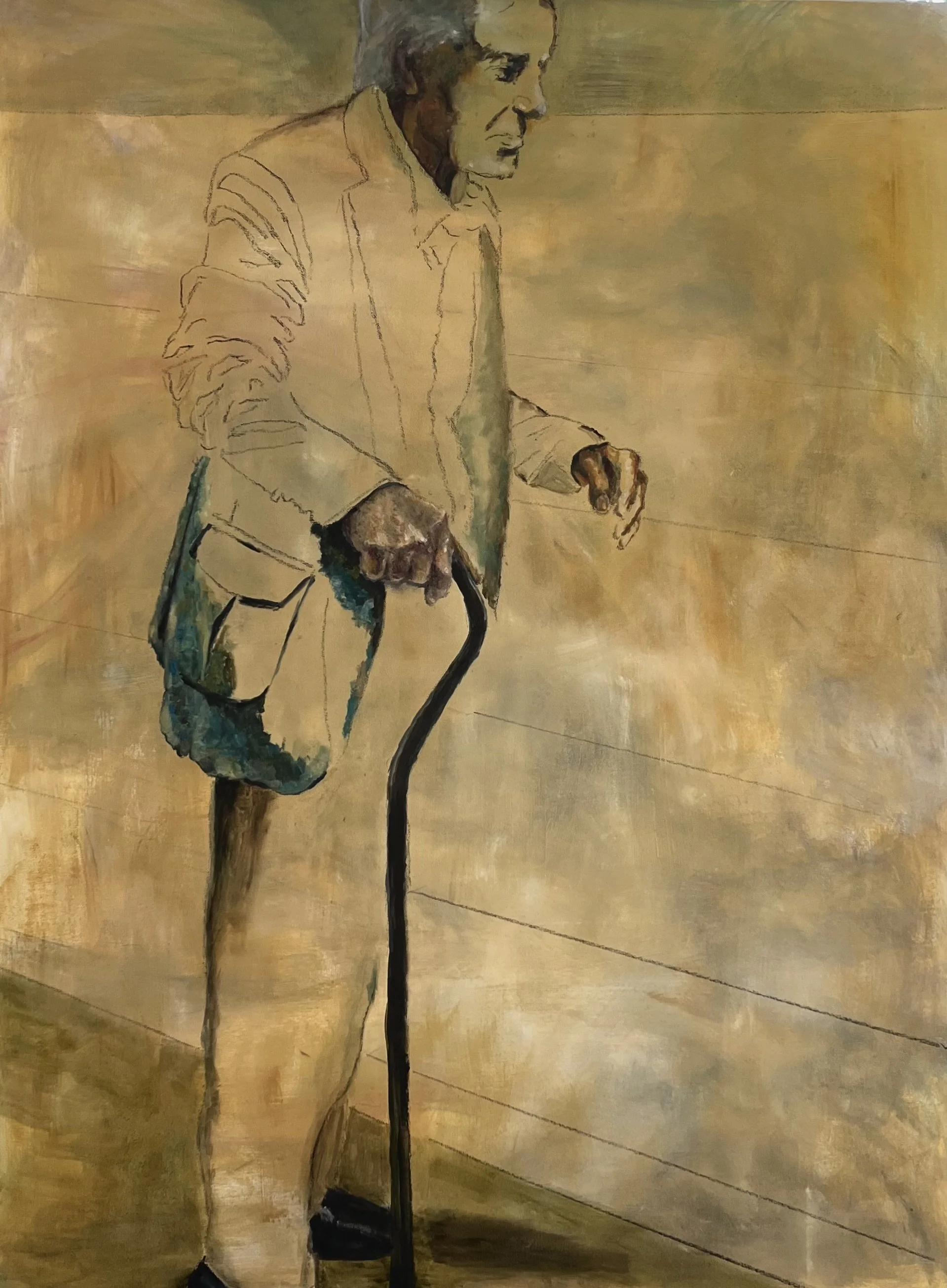 Nonno, 2025, Oil & Charcoal on Canvas, 48X36 inches .jpeg