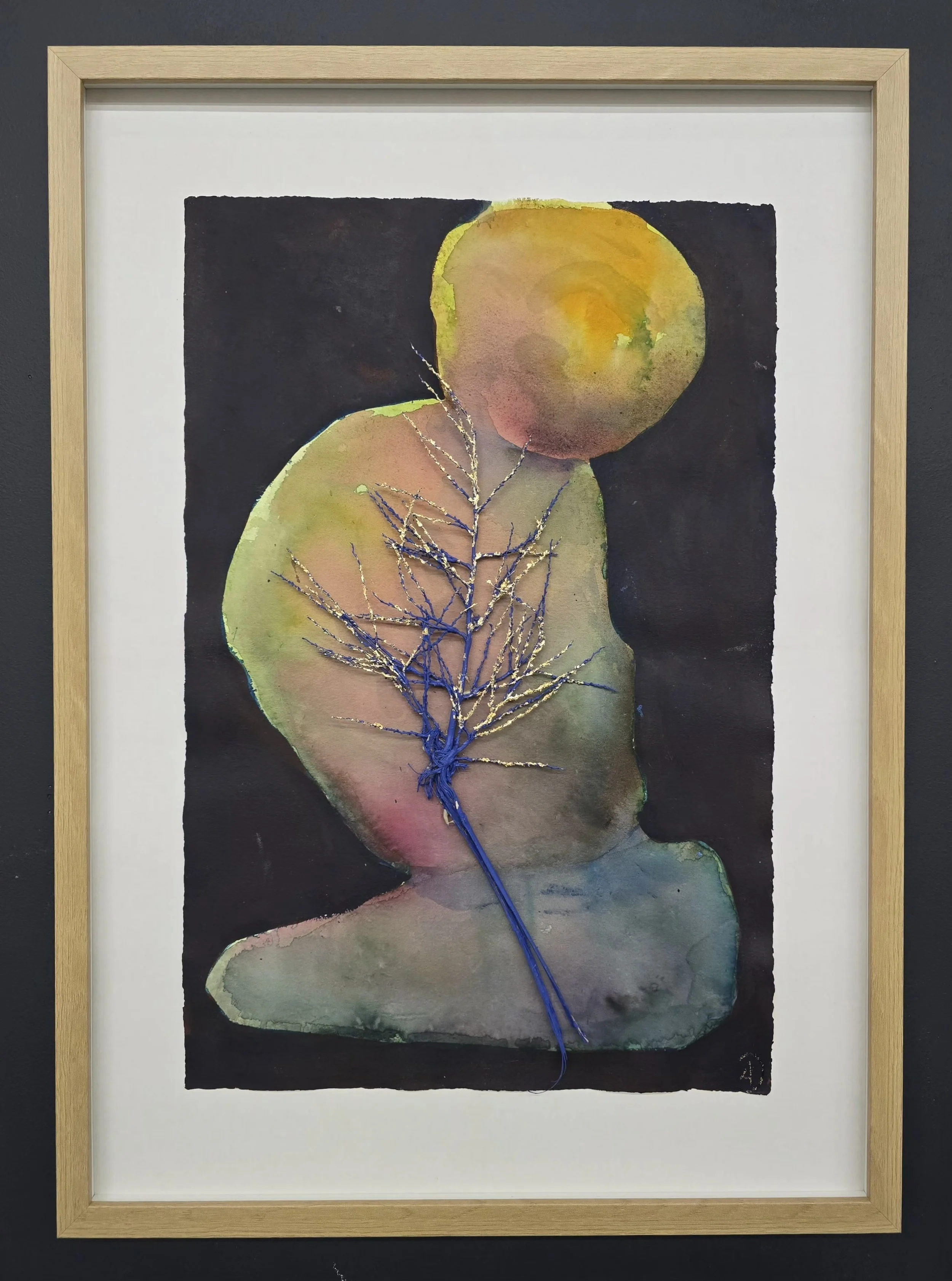 Totem (with frame)-Watercolor and gold leaves on hand-made paper-20.5X28.5_AlexandraPastorino.jpg