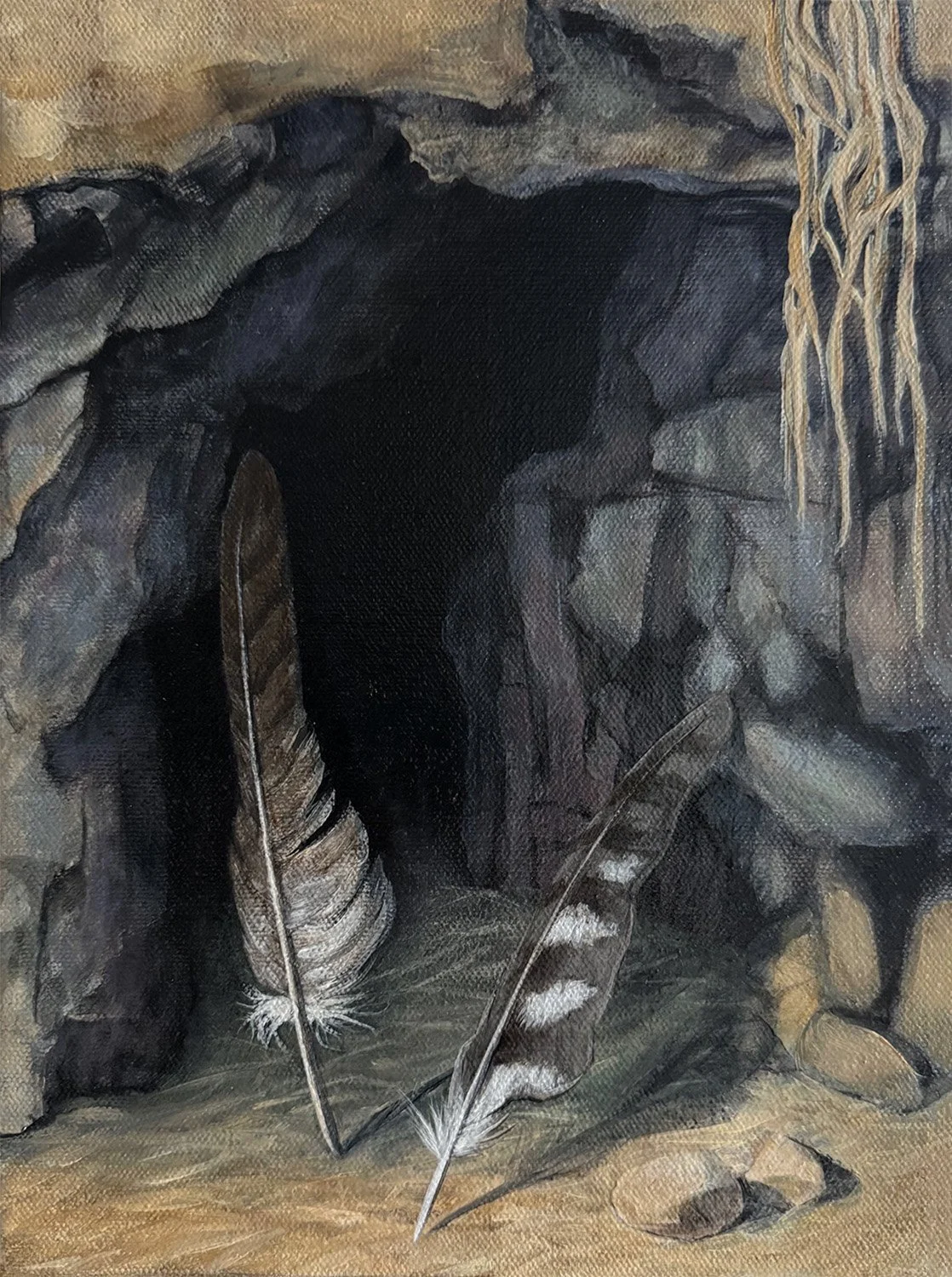 PAISLEY CAVES IV, Coopers Hawk_Acrylic on canvas, 12_ x 9_ (2026).jpg