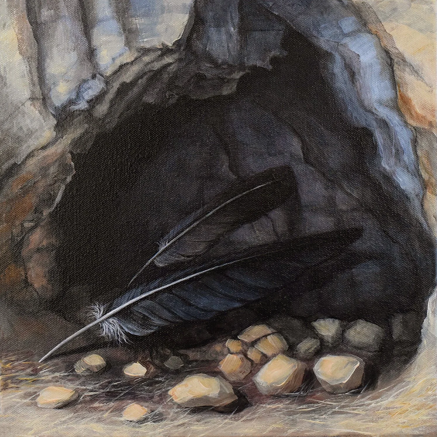 PAISLEY CAVES III, Crow Feathers_Acrylic on Canvas_12_ x 12_ (2025) copy.jpg