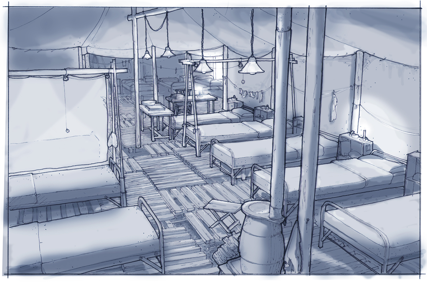 Visual for the British military field hospital.