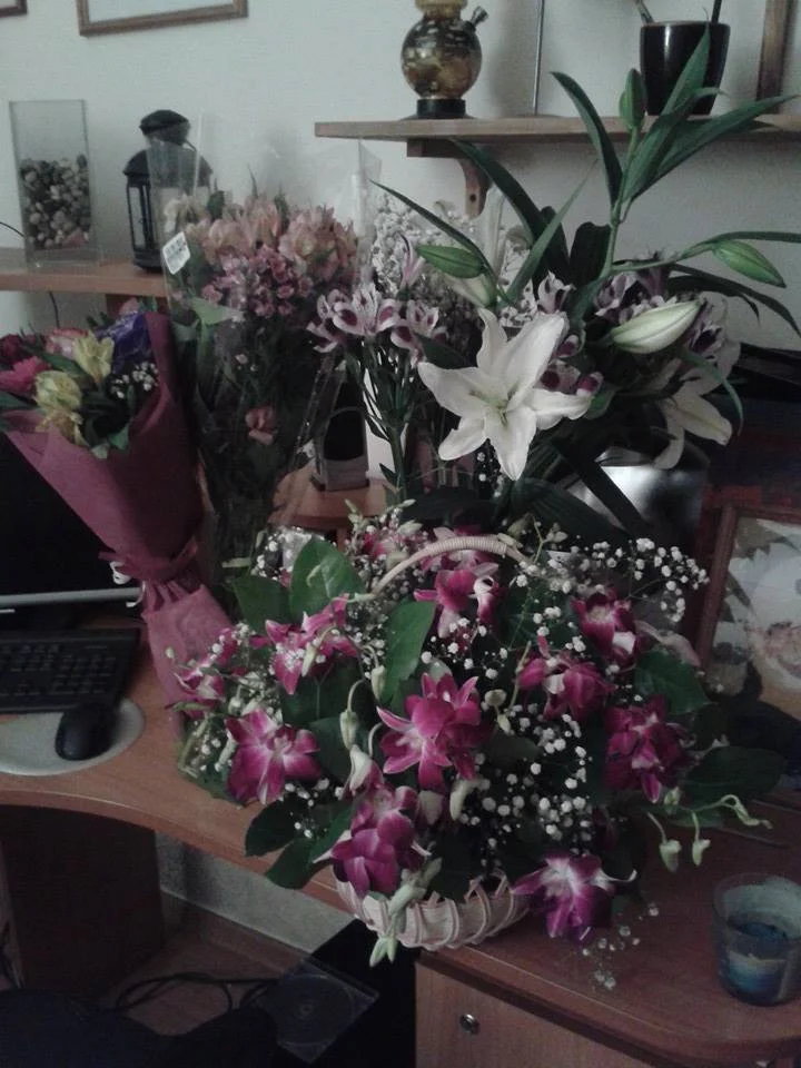 I got so many flowers in Moscow!