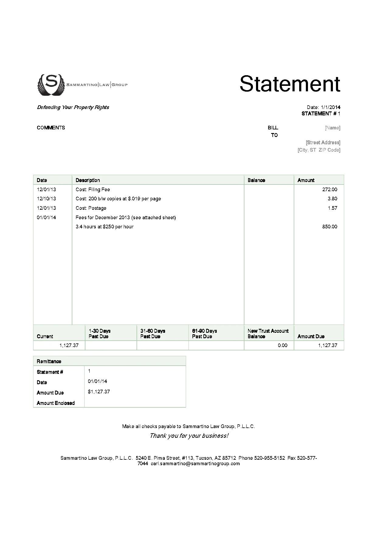 Law Firm Invoice Template