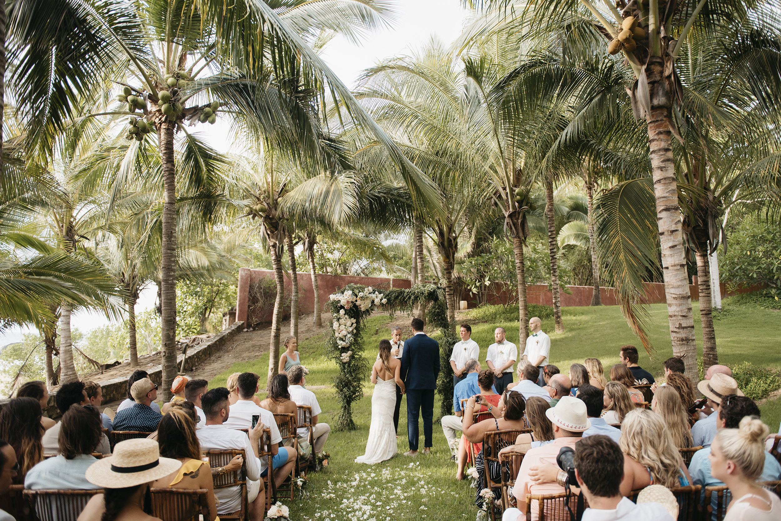 Wedding ceremony beside the beach in Sayulita Mexico photography by Puerto Vallarta wedding photographer Colby and Jess  colbyandjess.com