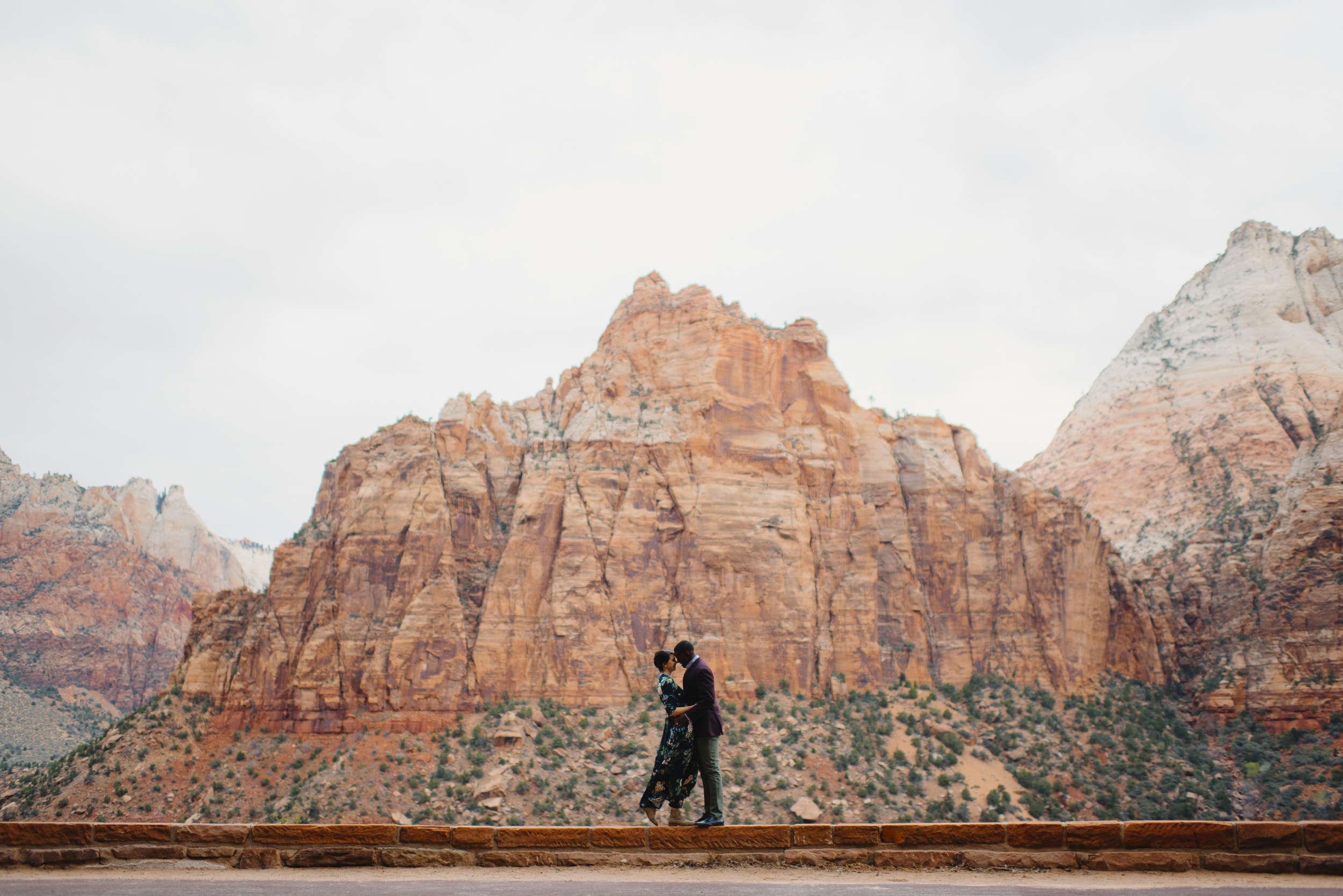 A couple in love during their Zion Engagement Photography Session with Zion National Park Utah Elopement Photographer Colby and Jess