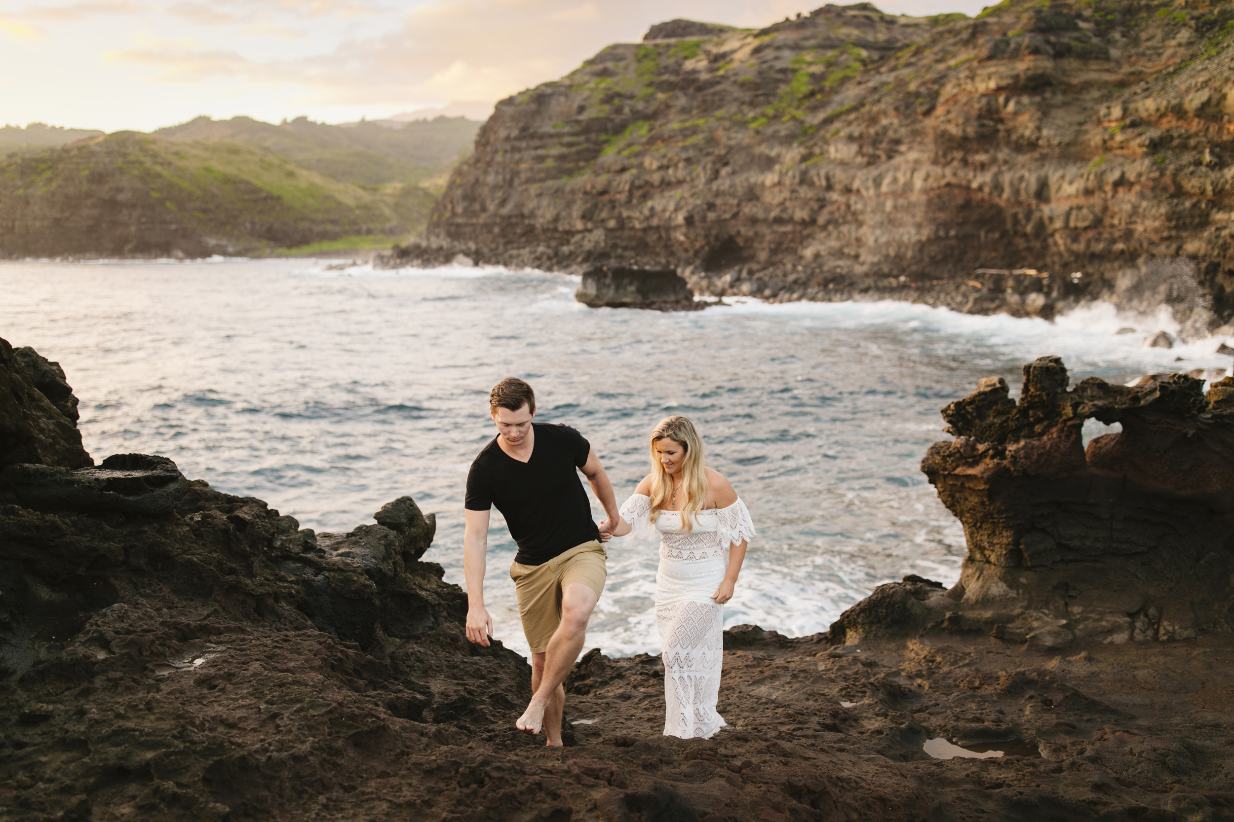 An adventurous couple explores Maui during their engagement session with hawaii elopement photographer Colby and Jess