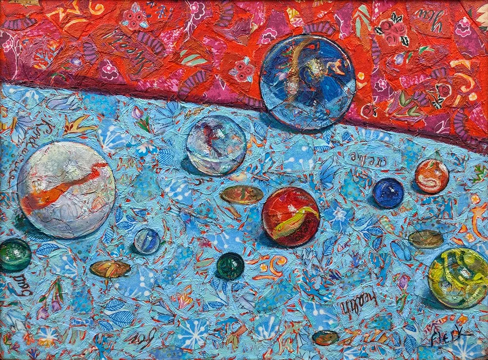 Scattered Marbles on a Blue Cloth, .jpg