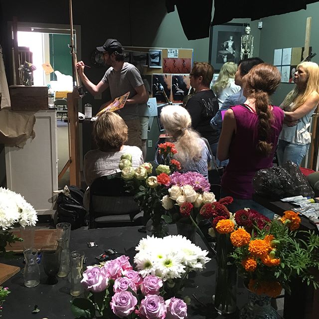 Day 1 of Carlo Russo's floral workshop is a blooming success! @carlorussoart #floralpainting #oilpainting #art #boston #academyofrealistart #araboston #color #flowers