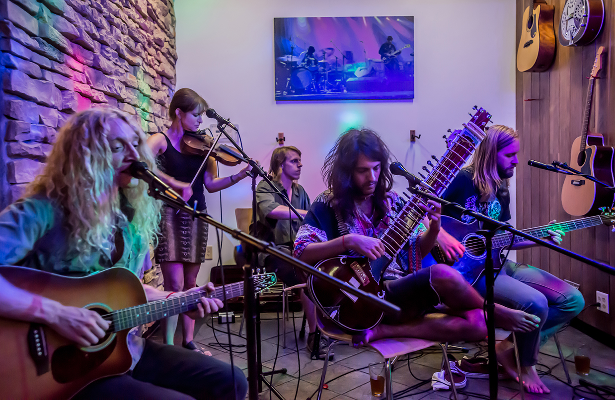 Medusa's Disco (from left): Hunter Root, Robin Chambers (guest), Alex Aument, Wynton Huddle, and Tyler Smith
