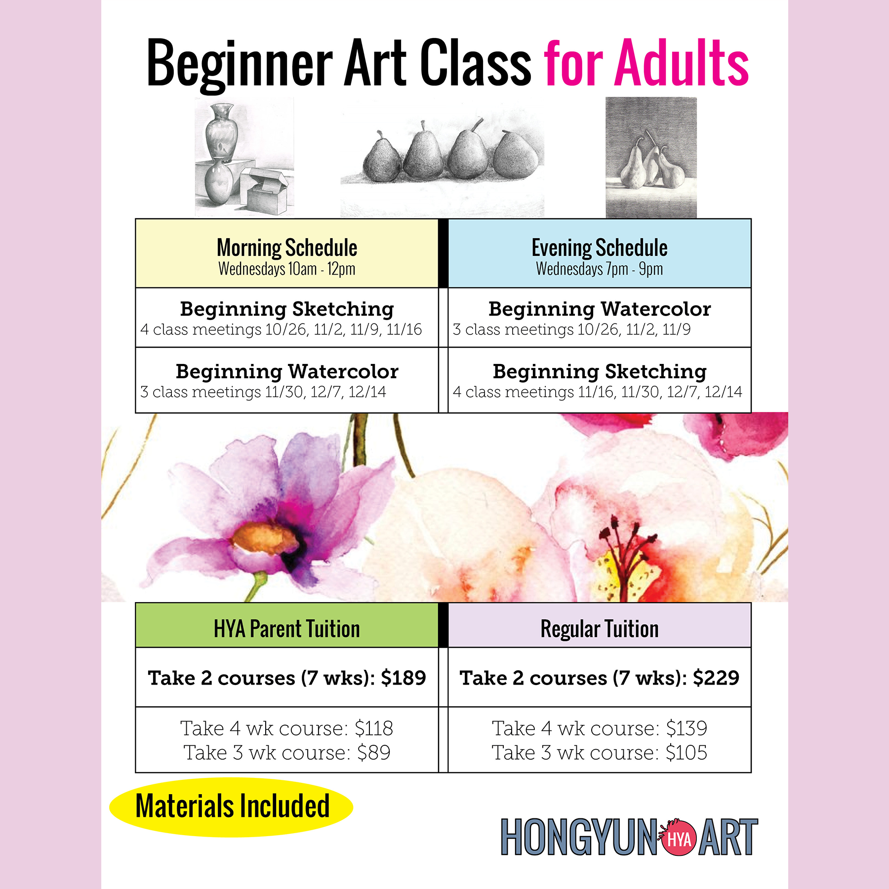 Adult Art Classes Start 10/26