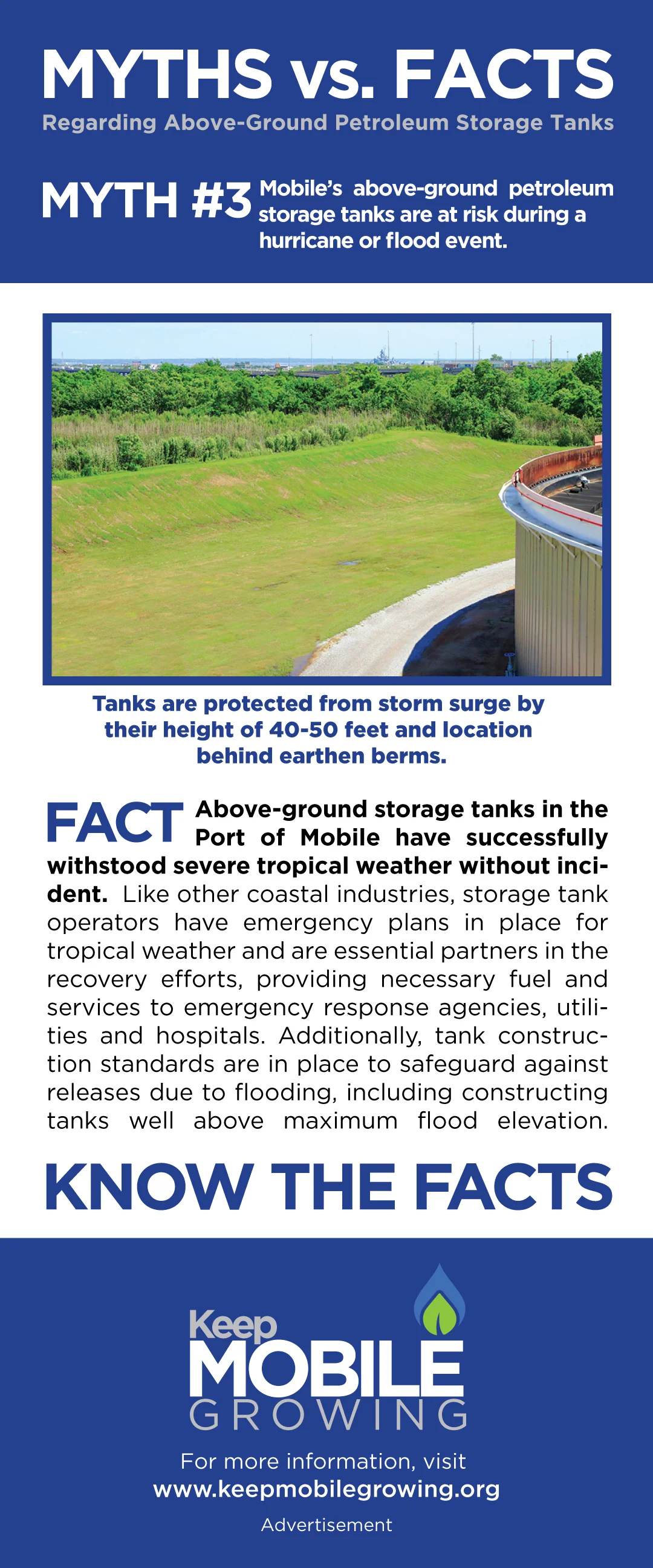 Myth #3 (Click Image for FACTS) Mobile’s above-ground petroleum storage tanks are at risk during a hurricane or flood event.