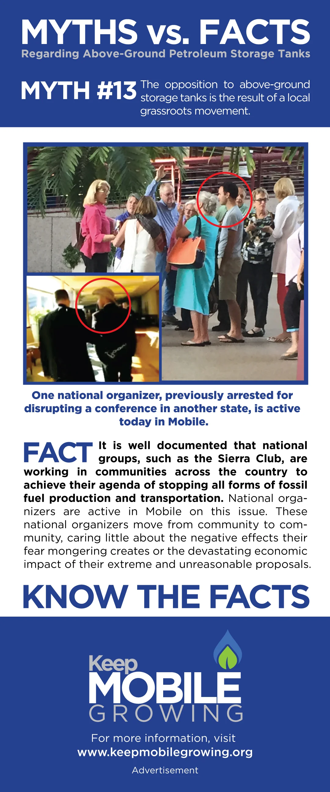 Myth #13 (Click Image for FACTS) The opposition to above-ground storage tanks is the result of a local grassroots movement. 