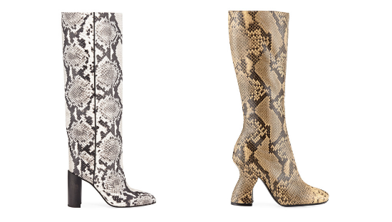 Rag & Bone Aslen Snake-Embossed Leather Tall Boots and Dries Van Noten Louis-Heel Leather Knee Boot