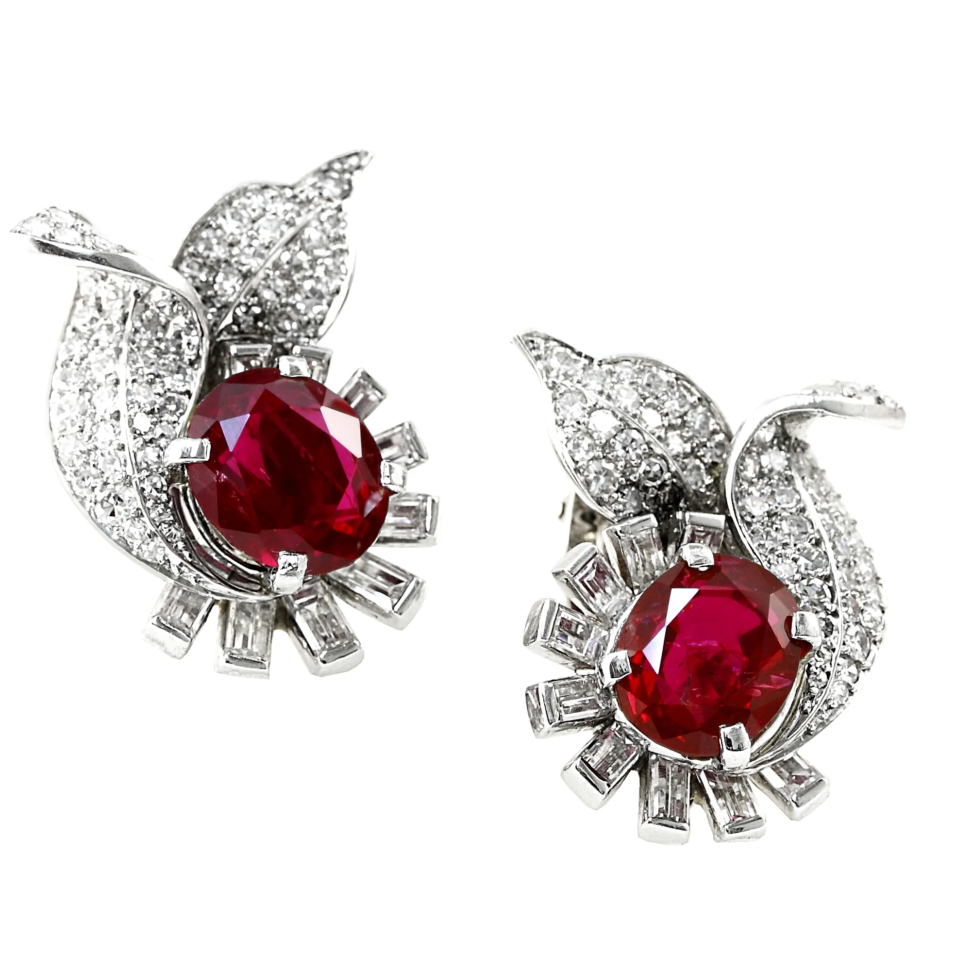 6 Carat Exceptional No Heat Burma Ruby and Diamond Earrings