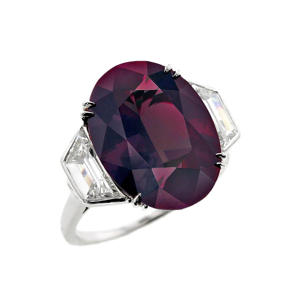 Bague Alexandrite Brésilienne Et Diamants – Platine Pt900 – 1,14 Ct – Authentique